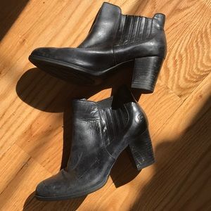 Born heeled black leather boots